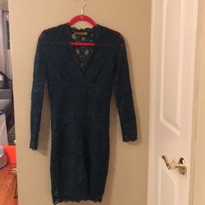 Nicole Miller Green Lace Cocktail Dress